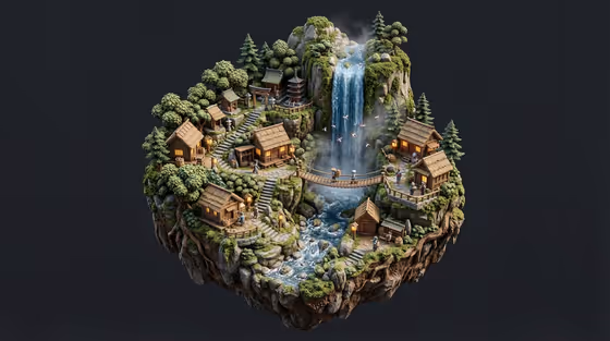 Floating Diorama Village