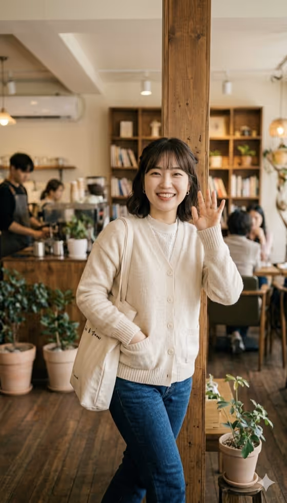 Cozy cafe interior portrait template result