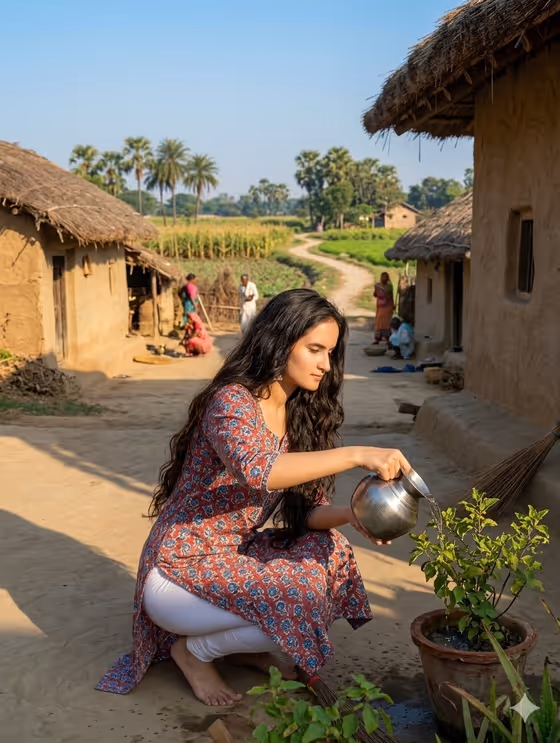 Village Watering Portrait