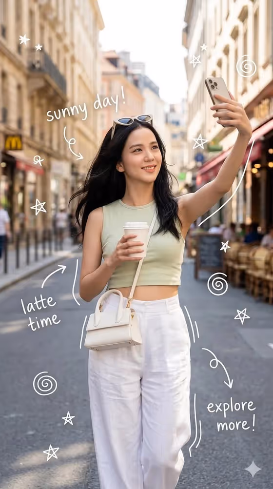 Travel Selfie Doodles template result