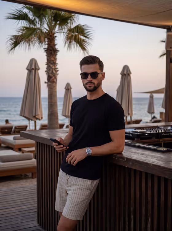 Male Beach Club Lifestyle Photography