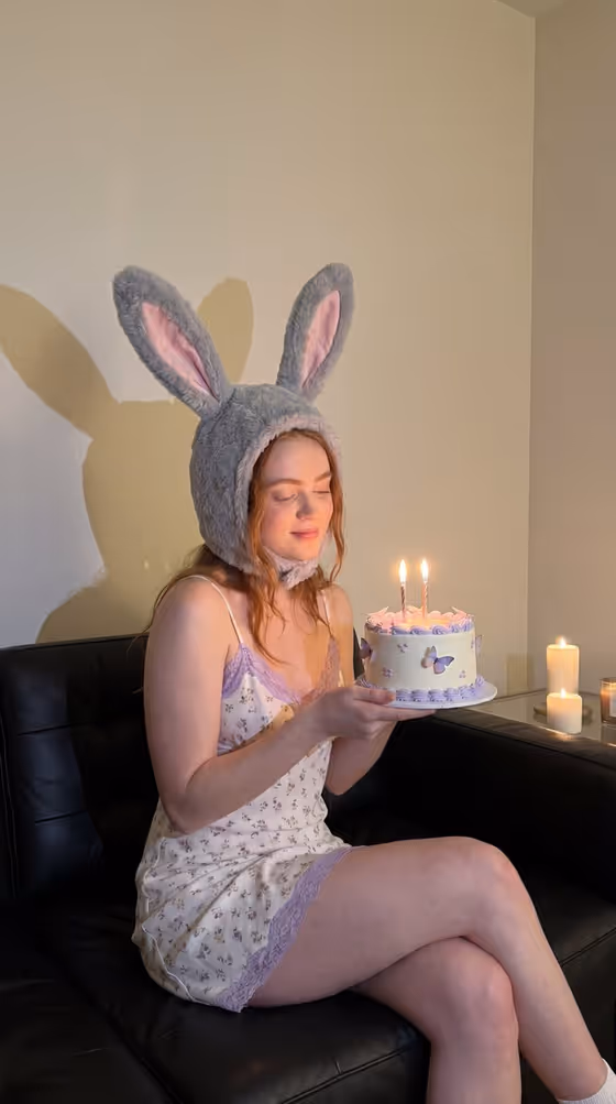 Whimsical Birthday Bunny Ears Portrait