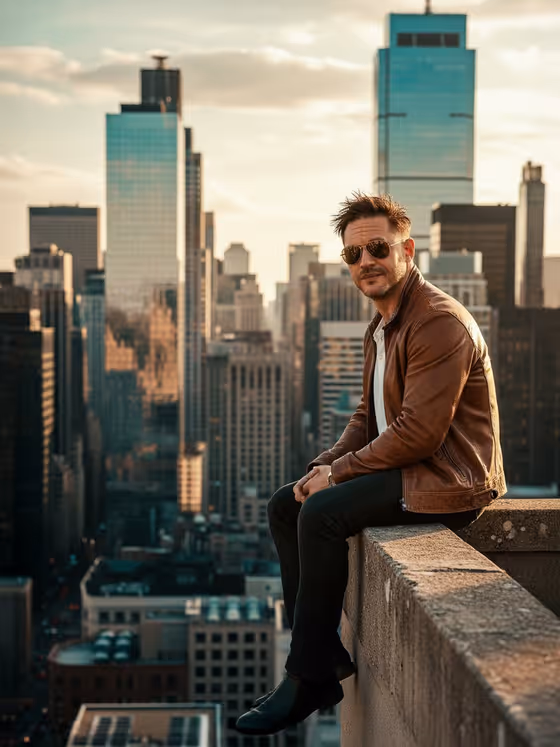 Rooftop Ledge Portrait