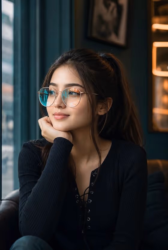 Neon Reflections Café Portrait template result