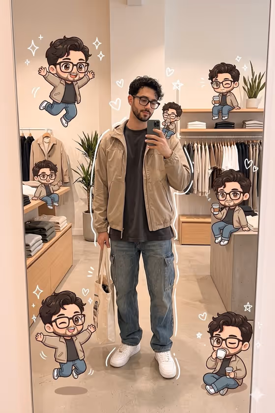 Chibi Mirror Selfie template result