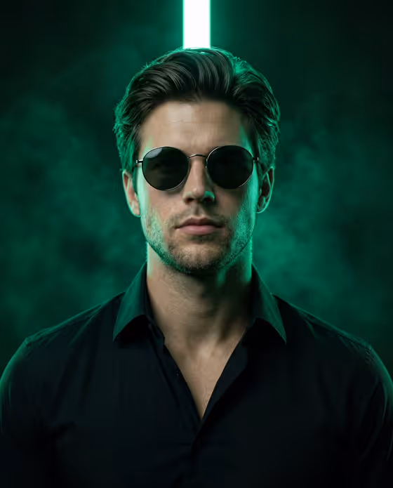 Emerald Neon Editorial Portrait template result
