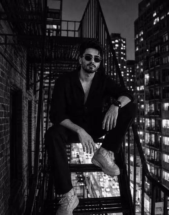 B&W Night Street Fashion Portrait template result