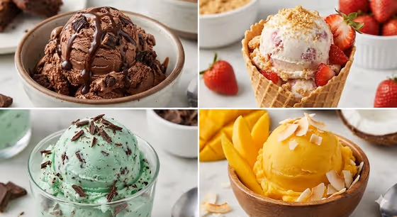 Assorted Ice Cream Flavors Grid
