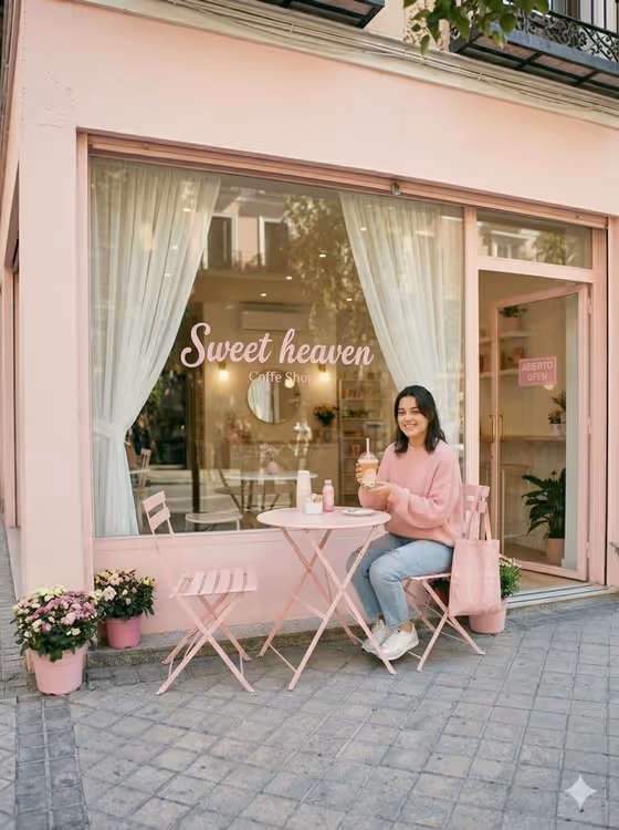 Pastel Pink Coffee Shop Aesthetic template result