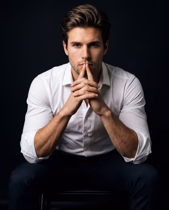 Intense Low-Key Studio Portrait template result
