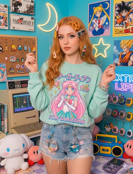 Nostalgic Gamer Girl Room Portrait template result