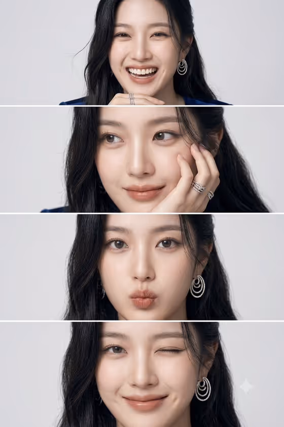 East Asian Woman Photo Strip