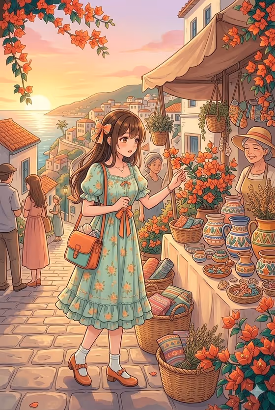 Anime Style Coastal Village Stroll
