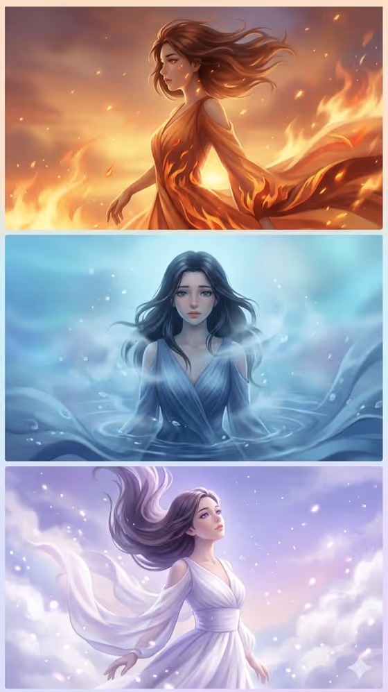 Elemental Spirits Anime Triptych