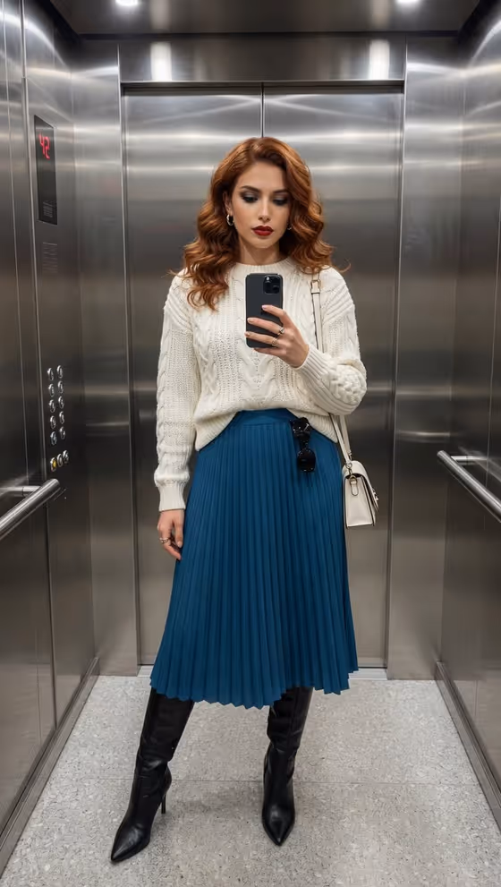 Photorealistic Elevator Mirror Selfie