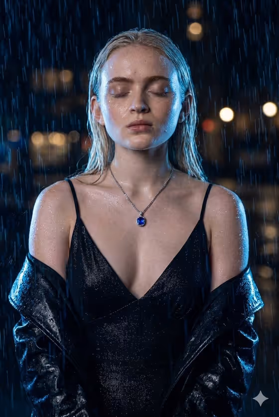 Cinematic Rain Night Portrait template result