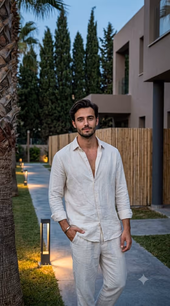 Sophisticated Man in Resort Pathway
