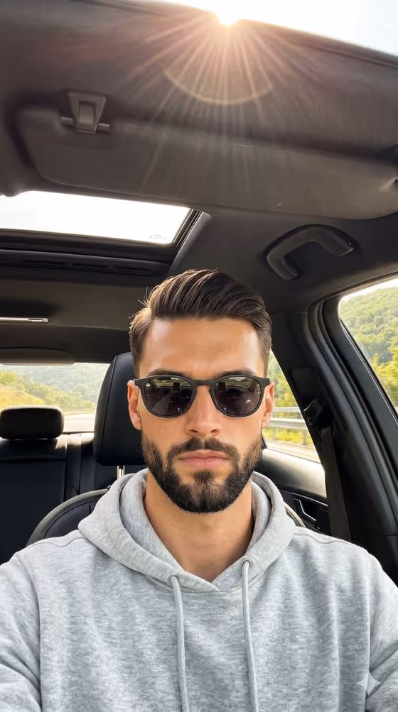 Cinematic Car Interior Male Portrait template result
