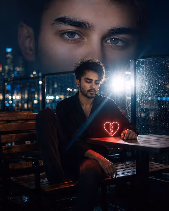 Neo-Noir Heartbreak Cinematic Portrait