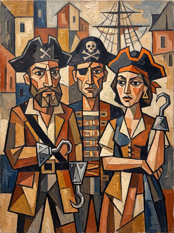 Cubist Pirate Oil Painting