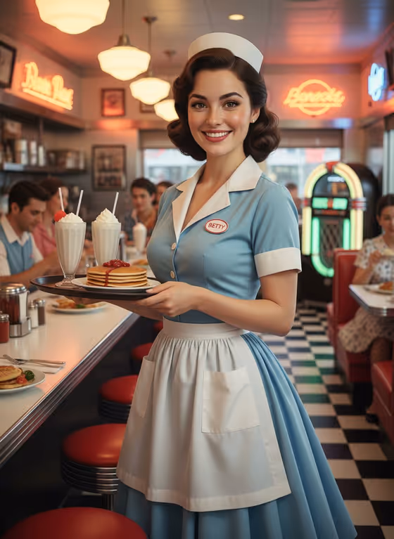 Diner Waitress Portrait template result