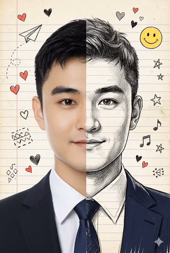 Split Sketch Portrait template result