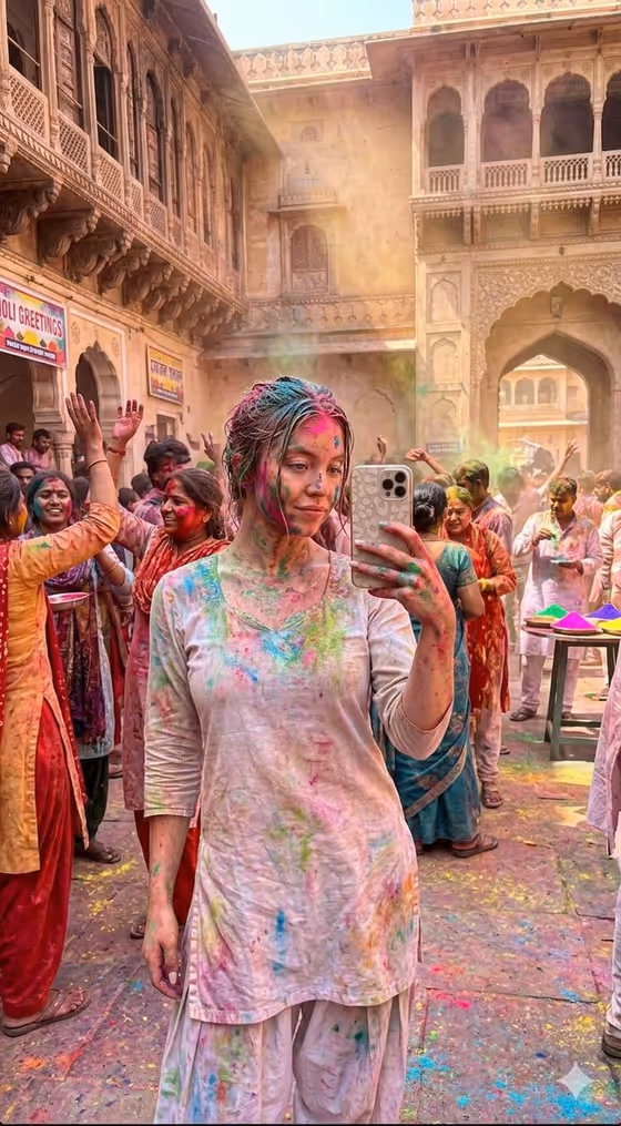 Holi Mirror Selfie