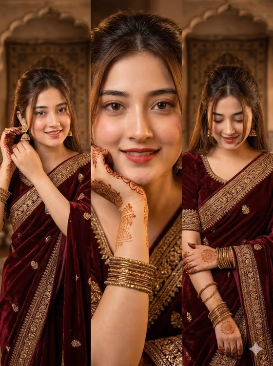 Traditional Indian Girl in Saree Portrait
