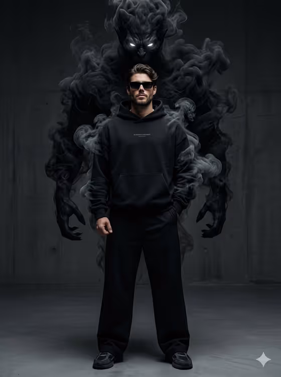 Supernatural Streetwear Portrait with Smoke Demon
