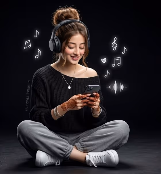 3D Anime Girl with Headphones
