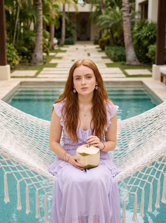 Woman in Hammock Luxury Resort Pool