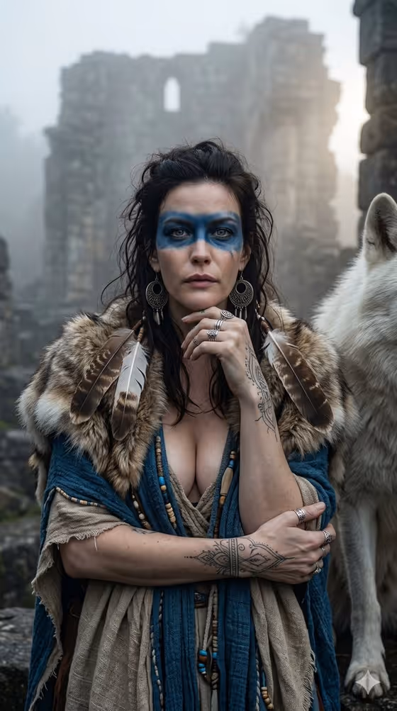 Dark Fantasy Wolf Queen Portrait