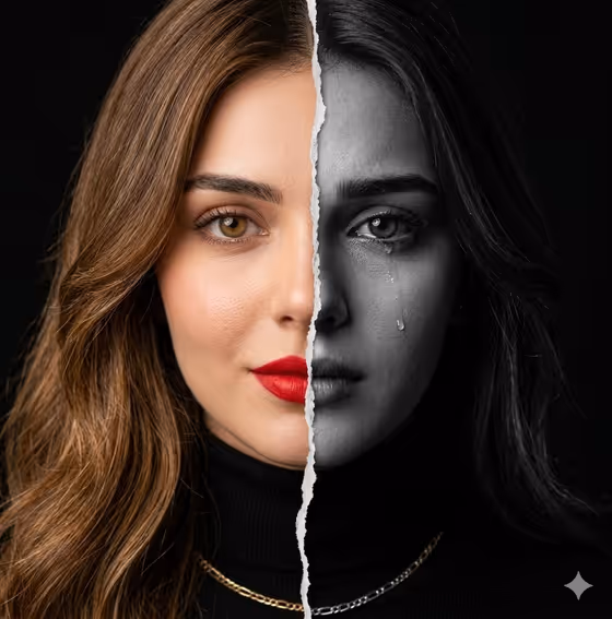 Cinematic Torn Paper Split Portrait template result