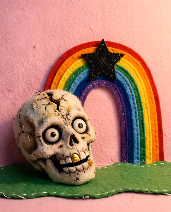 Cartoon Skull with Gold Teeth