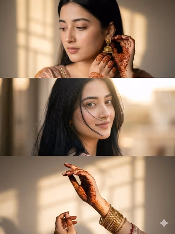 Cinematic South Asian Woman Portrait Collage template result