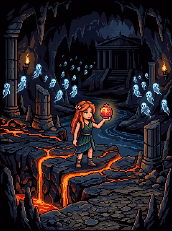 Retro 8-Bit Pixel Art Persephone