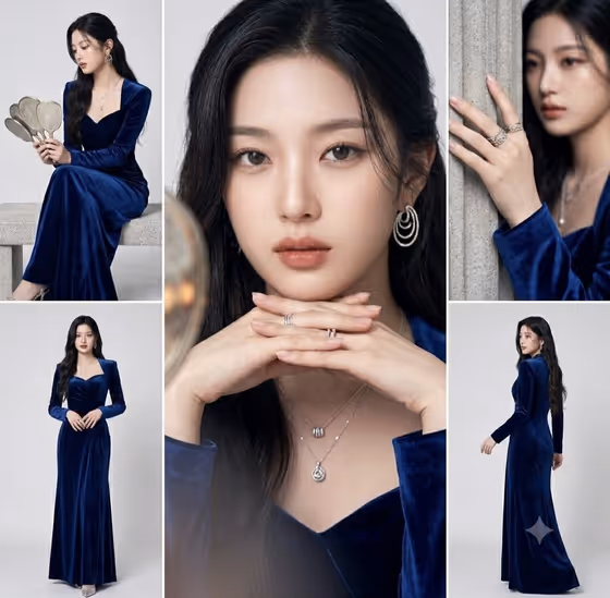 Royal Blue Velvet Fashion Collage template result