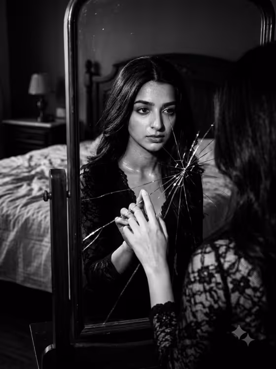 Film Noir Cracked Mirror Portrait template result
