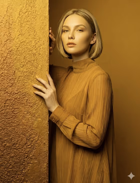 Monochromatic Ochre Fashion Portrait template result