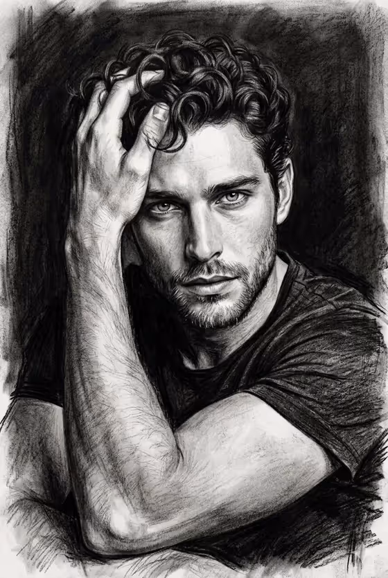 Pensive Charcoal Portrait template result