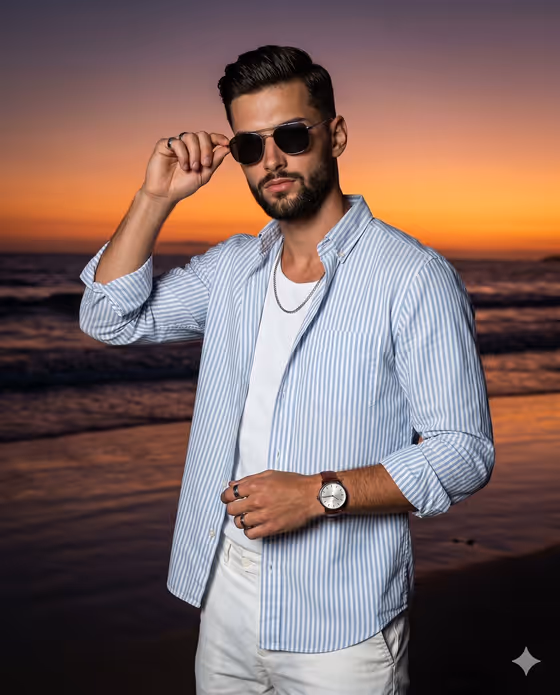 Confident Sunset Beach Portrait
