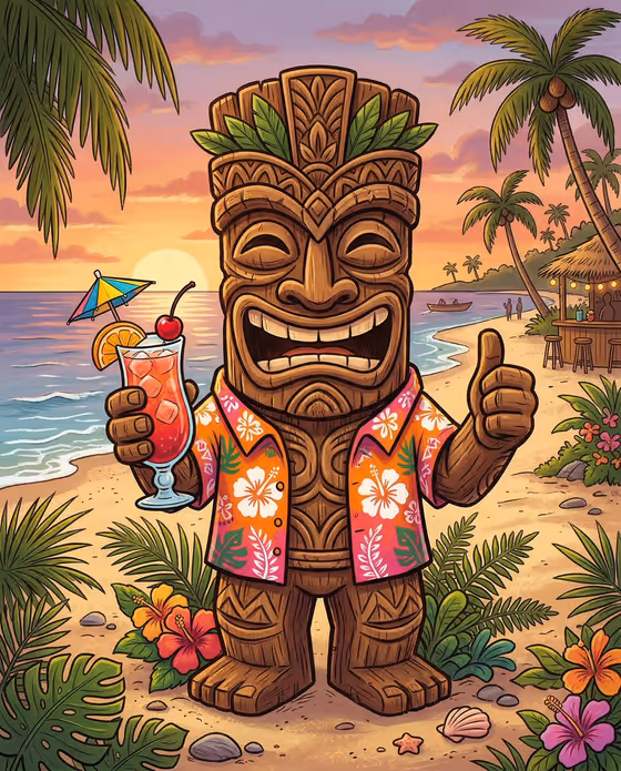 Tiki Statue Mascot