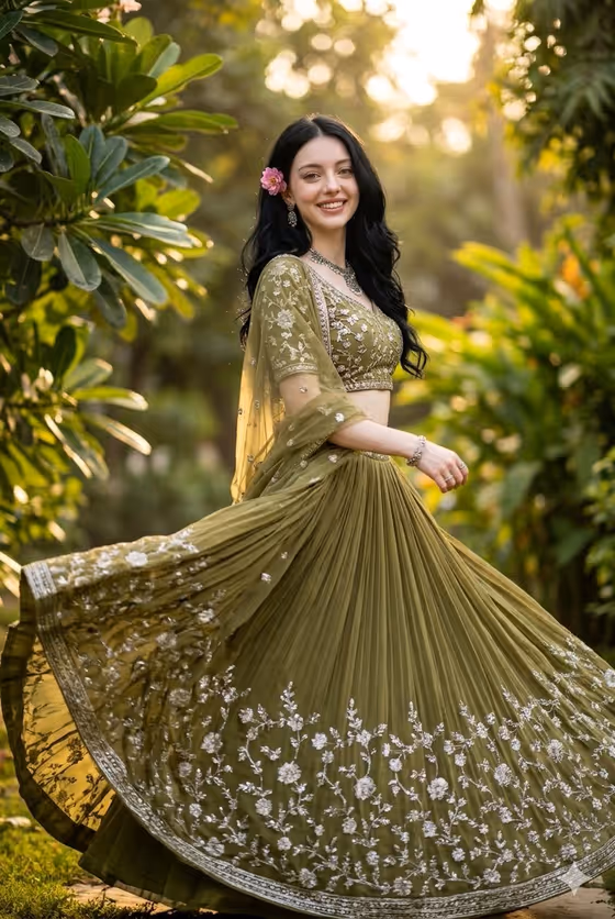 Indian Fashion Portrait in Garden