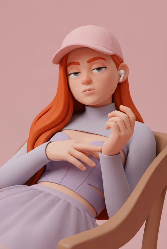Minimalist 3D Character Style Transfer template result