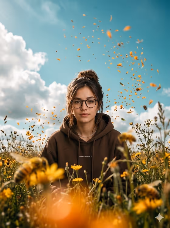 Cinematic Worm's-Eye View Field Portrait template result