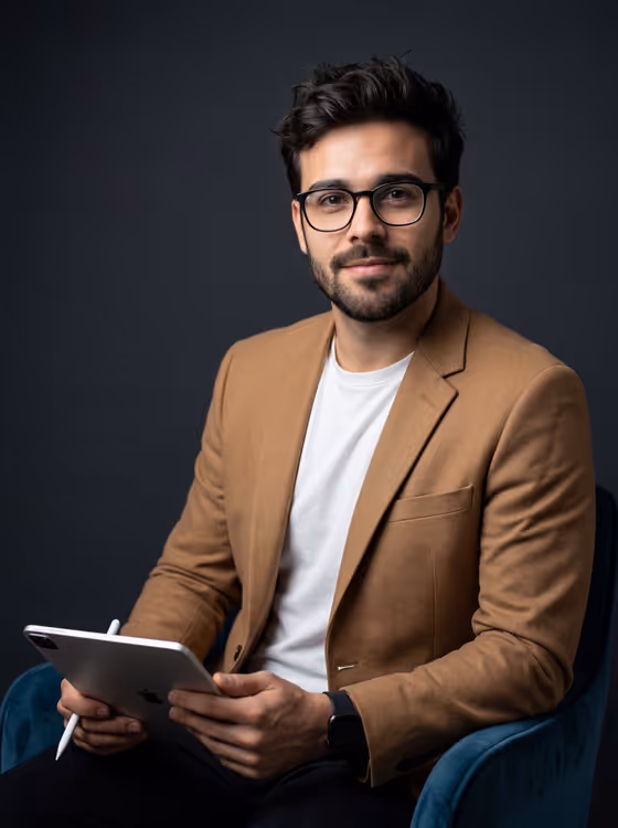 Professional Creative Portrait in Teal Chair