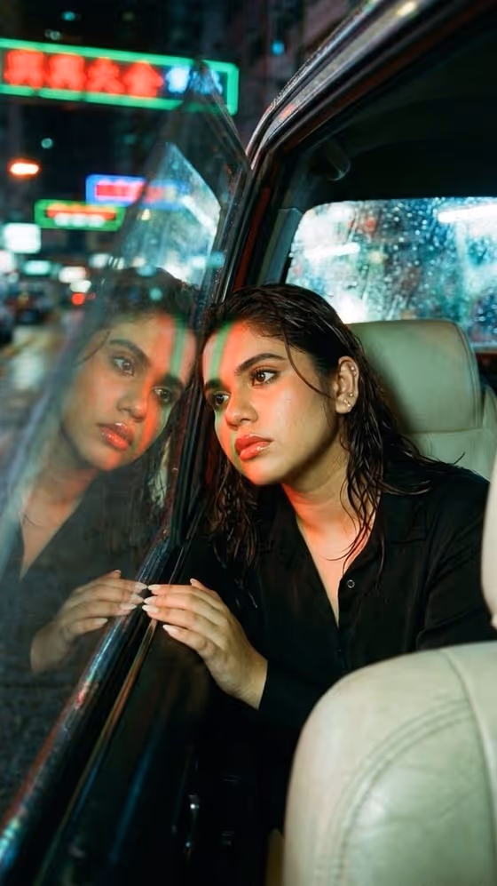 Neon Taxi Portrait