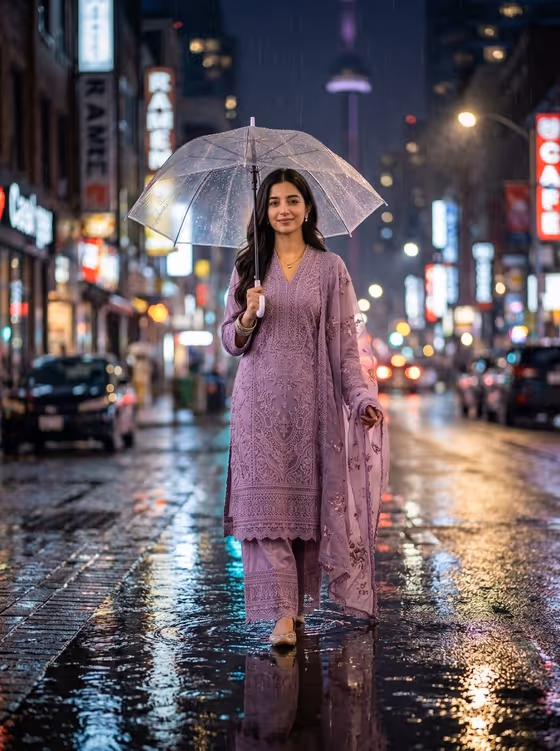 Realistic Rain Portrait of a Woman template result