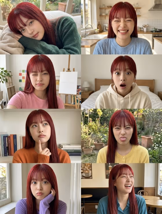 Red Hair Woman Portrait Collage template result