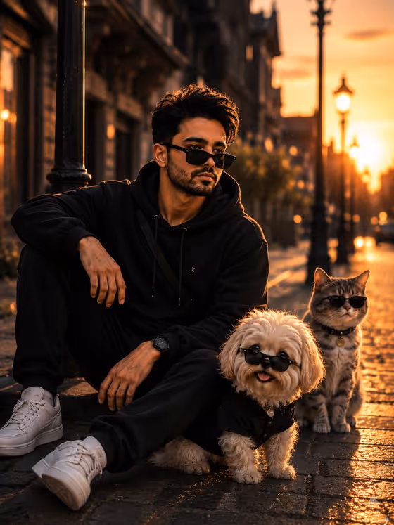 Cinematic Street Photography with Face Reference template result